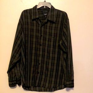 Hagar Luxury Microfiber Men Shirt XL Black Grey Long Sleeve